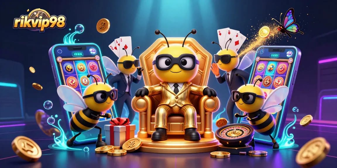 Experience excitement with rikvip98's dynamic gaming scene featuring unique characters and vibrant elements.