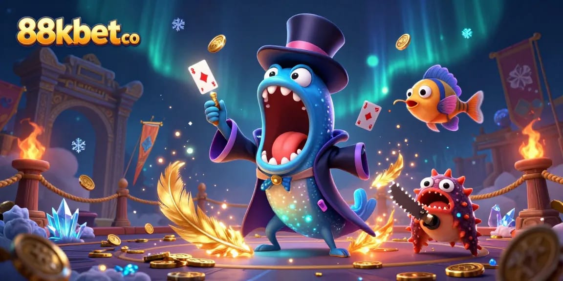Experience thrilling card tricks at 88kbet co with magical sea creatures in a dynamic casino scene.
