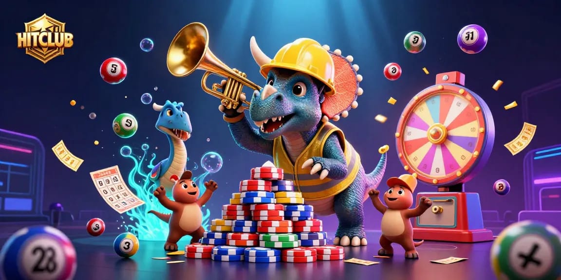 Engage in HITCLUB's thrilling action with a vibrant scene of gaming celebration.