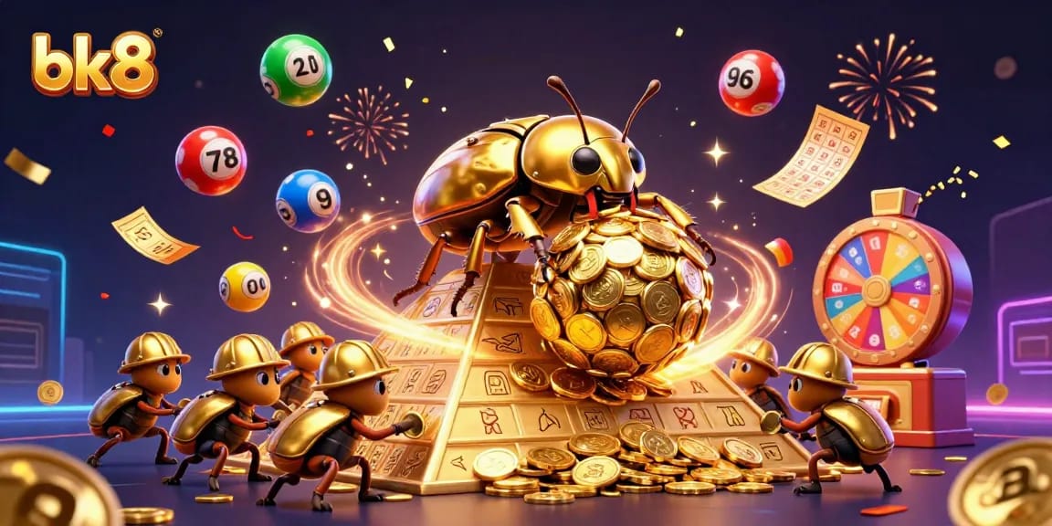 Experience thrilling gameplay at bk8 with vibrant casino-themed 3D illustration featuring dynamic elements and gold coins.
