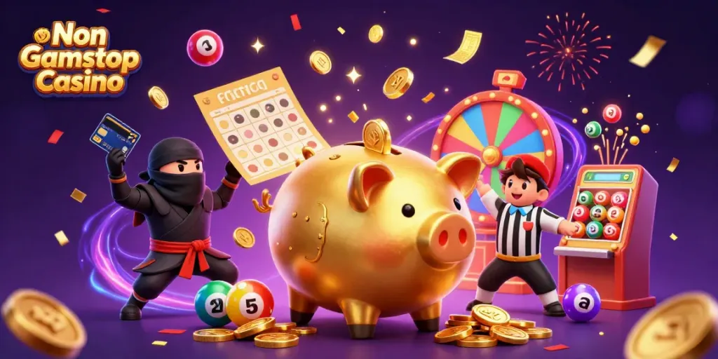 Experience the vibrant world of a Non Gamstop Casino with dynamic casino characters and elements.