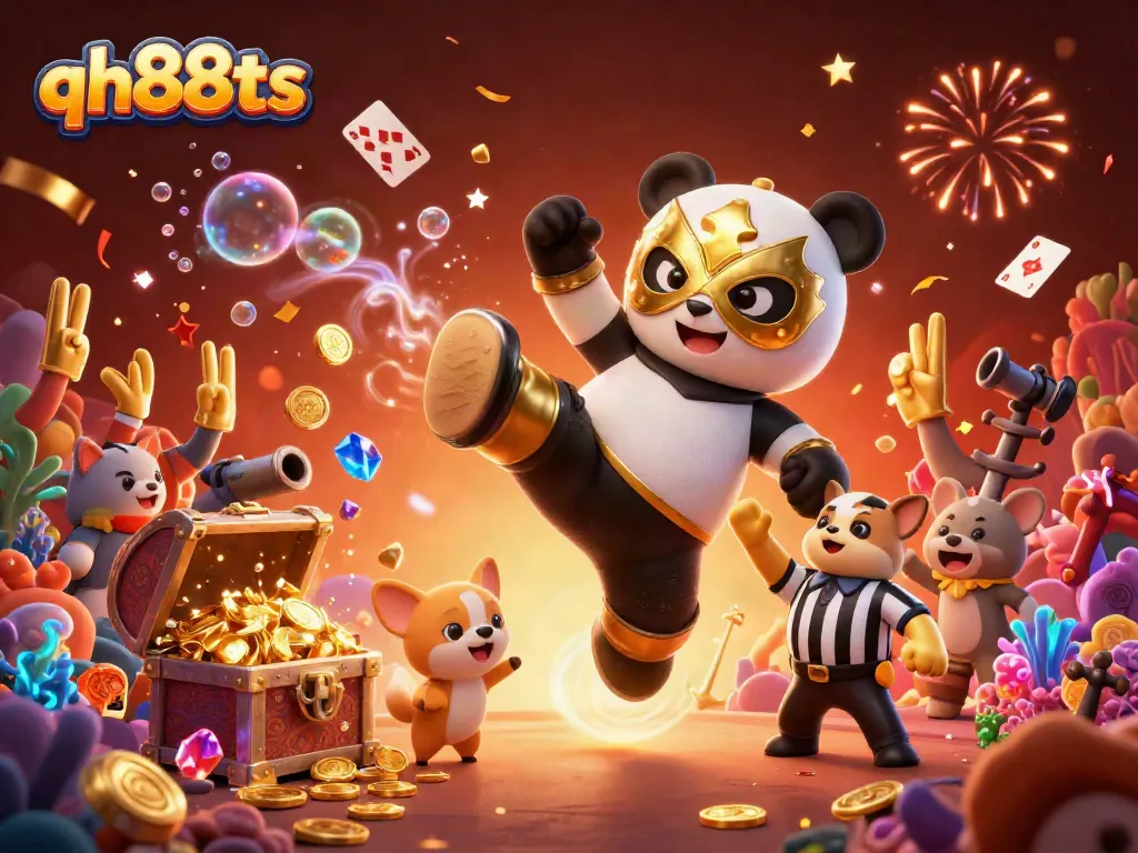 Engage with qh88ts and enjoy thrilling online gambling experiences in this vibrant 3D illustration.