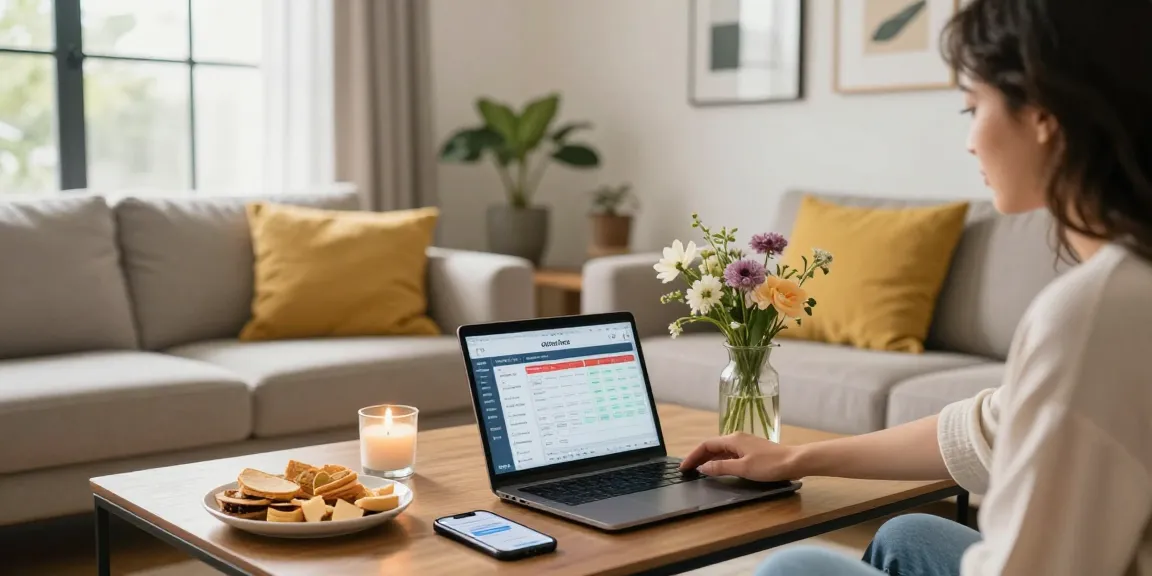 Airbnb host fees calculator displayed on laptop in welcoming living room