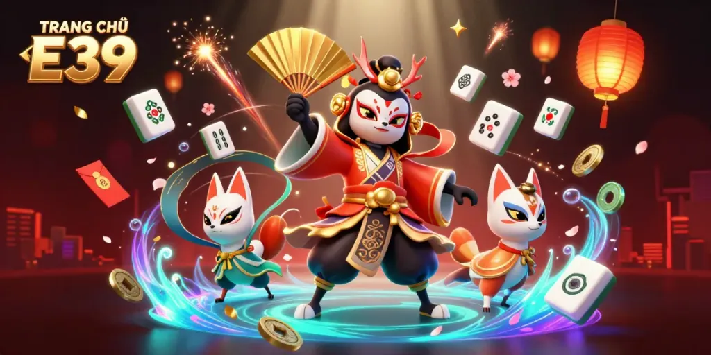 Engage in exciting gaming action at TRANG CHỦ E39 with dynamic 3D casino elements and vibrant visuals.