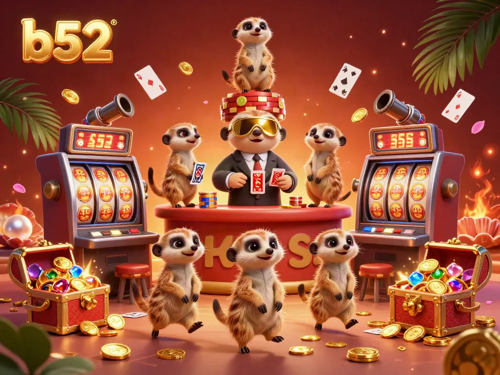 Experience the vibrant world of b52 with playful meerkats running a dynamic casino filled with thrilling jackpots and games.