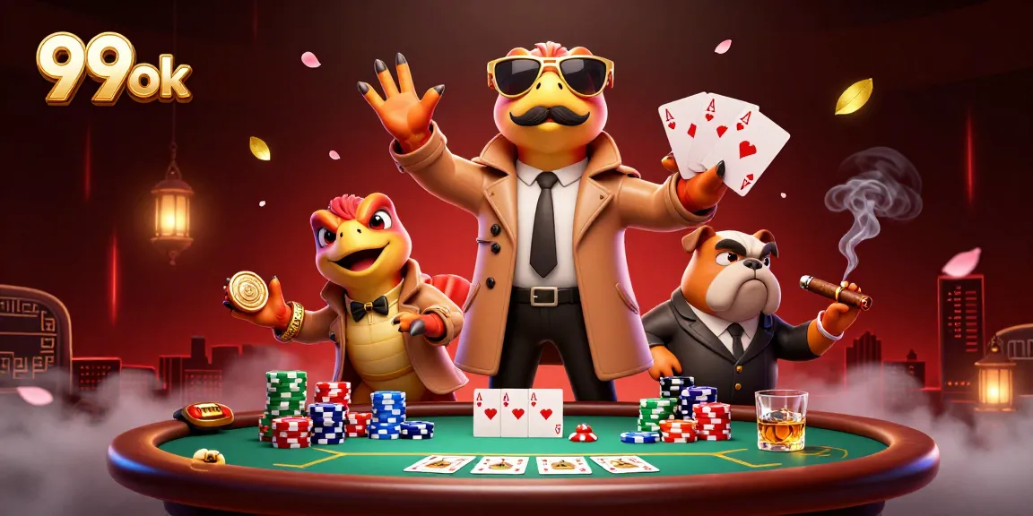 99ok raptors sneak into a VIP lounge, surrounded by poker elements and casino glamour