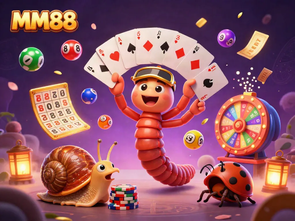 Engage with MM88's vibrant gaming scene featuring lively characters and colorful gaming elements.