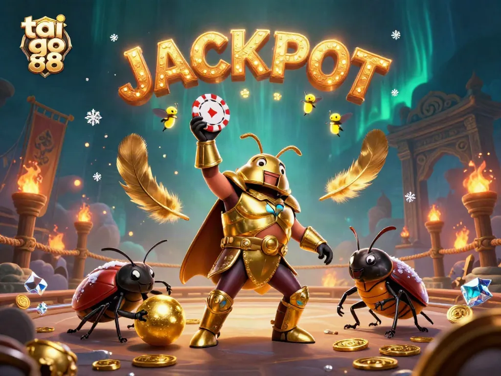 Experience the thrill of tai go 88 with a victorious beetle champion and golden gaming elements.