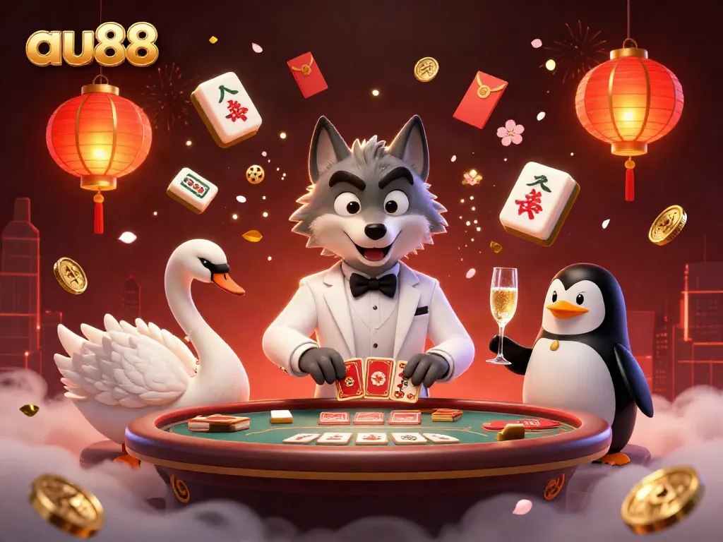 Experience thrilling gambling action at au88 with charming characters in a vibrant casino setting.