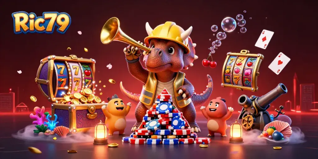 Experience thrilling gameplay as Ric79 creates vibrant slot pyramids amidst underwater treasure.