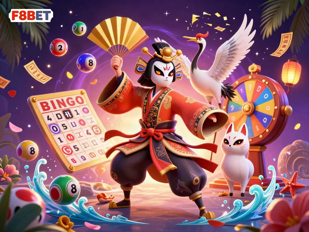 Engage in thrilling gameplay at F8BET with an energetic scene of colorful lottery elements and characters.