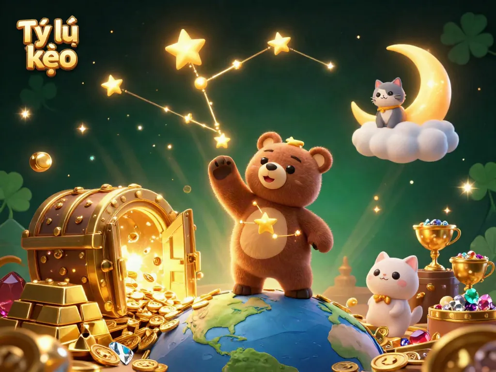Engage with the Tỷ lệ kèo scene featuring sparkling casino elements, dynamic characters, and rich visual detail.