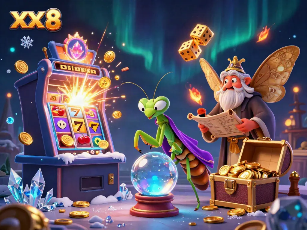 Engage in the thrill of XX 8 as the fortune teller gazes into a crystal ball amidst casino excitement.