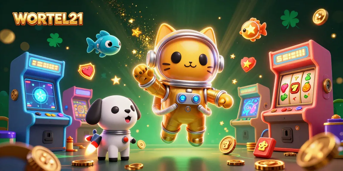 WORTEL21 showcases thrilling casino action with an astronaut cat and rich gaming visuals.