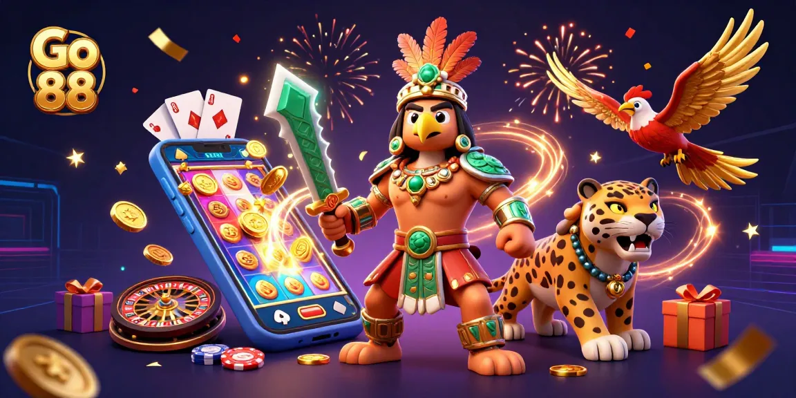 Engage with Go 88's vibrant slot games and casino action featuring dynamic 3D warriors.