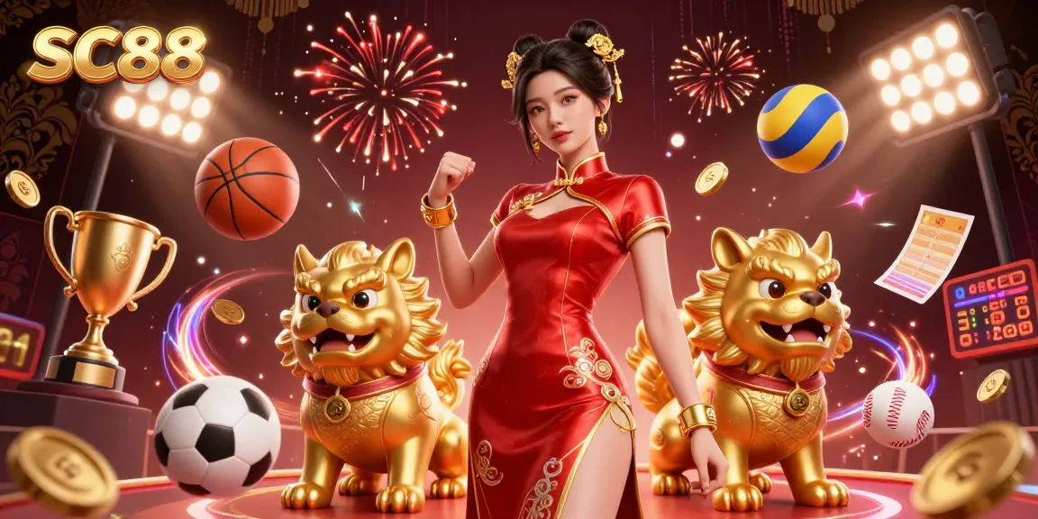 Experience the excitement of SC88 as a glamorous character interacts with dynamic sports elements and casino features.