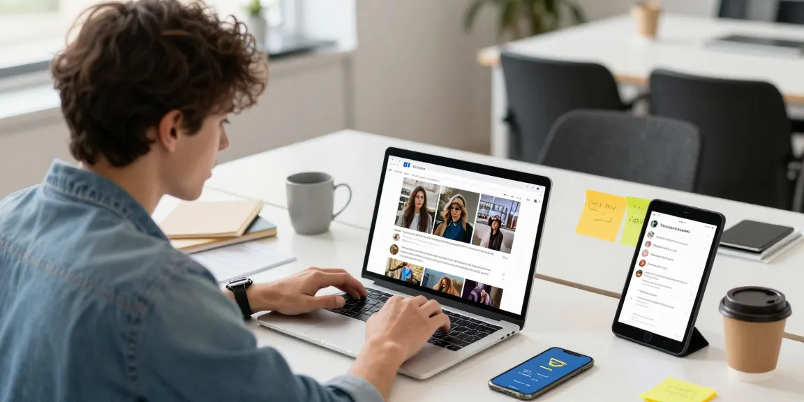 Exploring NSFW content in a vibrant digital workspace with multiple devices and creative tools.