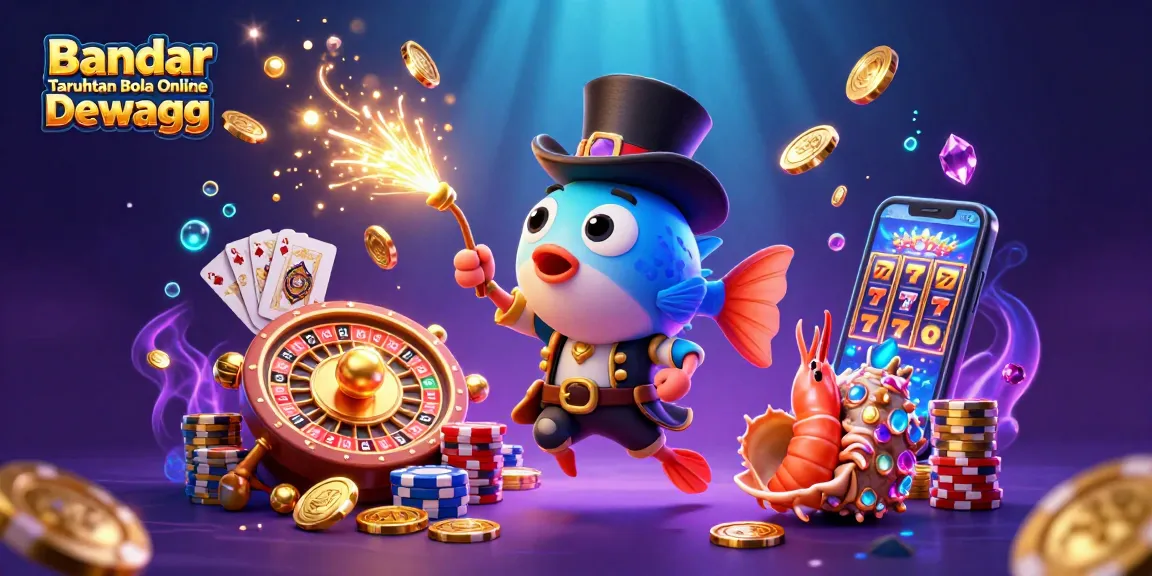 Engage with Bandar Taruhan Bola Online Dewagg, where a dazzling anglerfish attracts golden coins in a vibrant underwater scene.