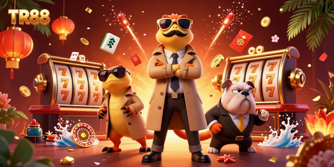 TR88 showcases playful raptors entering a casino, highlighting vibrant gaming elements.