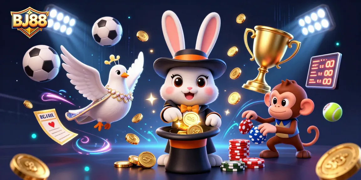 Engage in thrilling betting experiences with BJ88's vibrant casino adventure illustration.