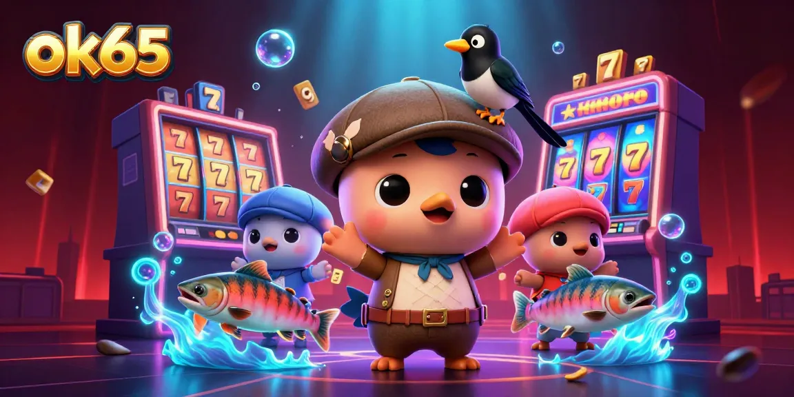Experience the thrill of gaming with ok65's adorable Nessie at a vibrant casino scene!