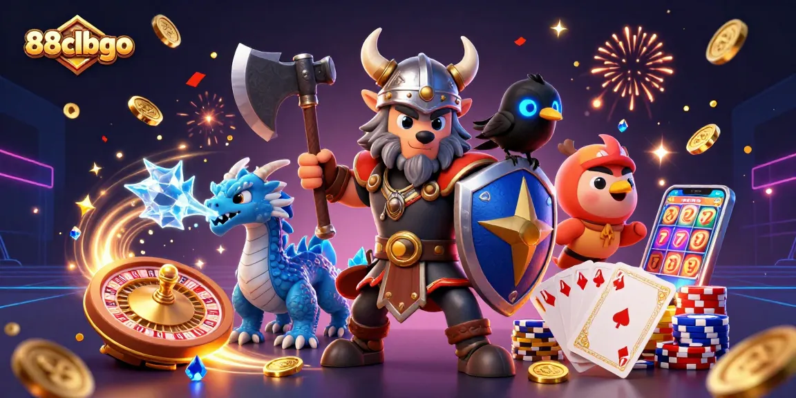 Engage with thrilling gameplay at 88clbgo featuring a vibrant 3D scene of animated casino characters.