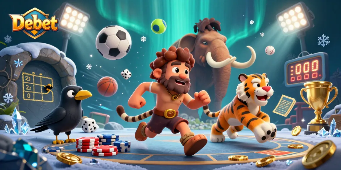 Experience thrilling gaming at Debet's prehistoric casino with unique characters and dynamic sports elements.