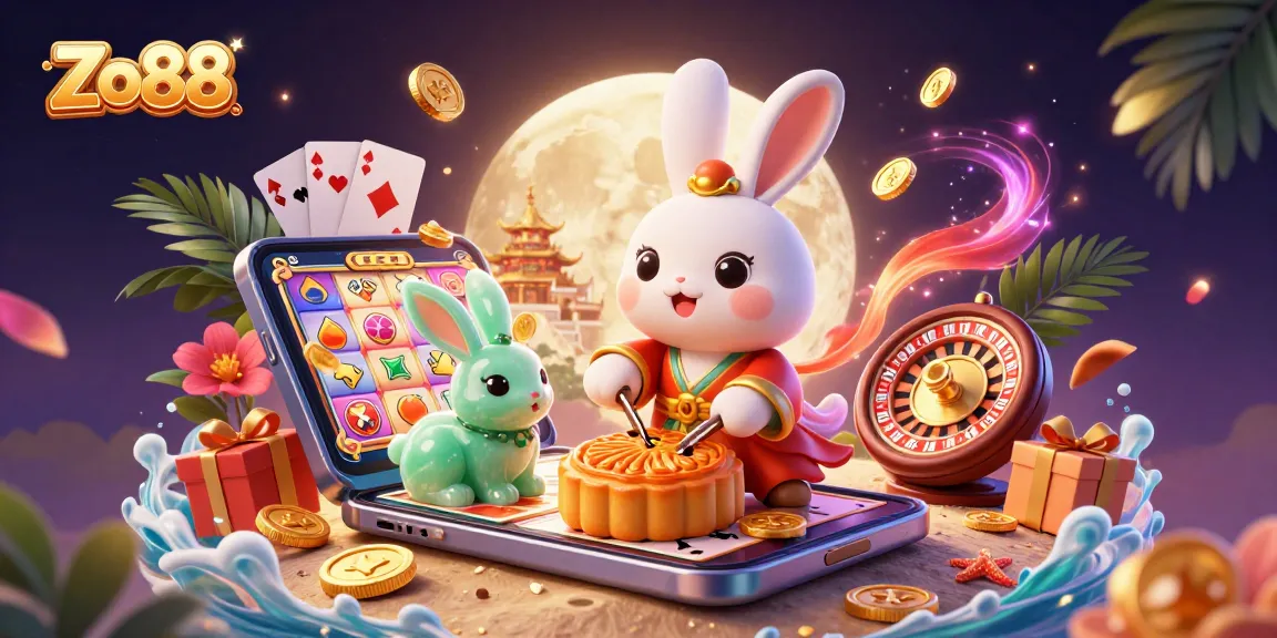 Experience thrilling gameplay with Zo88 as you engage in dynamic casino action featuring vibrant slot games and poker chips.