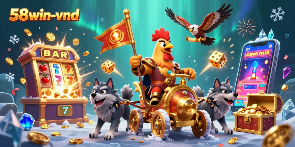 Engage with 58win-vnd through a vibrant scene filled with jackpots and thrilling casino elements.