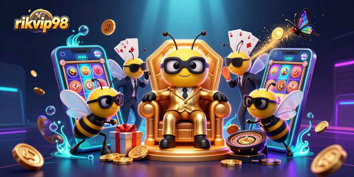 Experience excitement with rikvip98's dynamic gaming scene featuring unique characters and vibrant elements.