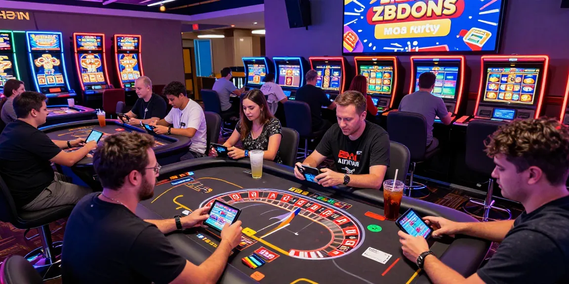 Engaged players at credit card casinos enjoying mobile gaming and vibrant slot experiences.