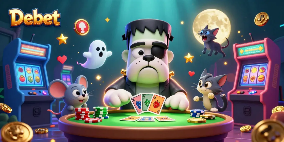 Engage with Debet's exciting casino games featuring vibrant 3D characters in a mystical setting.