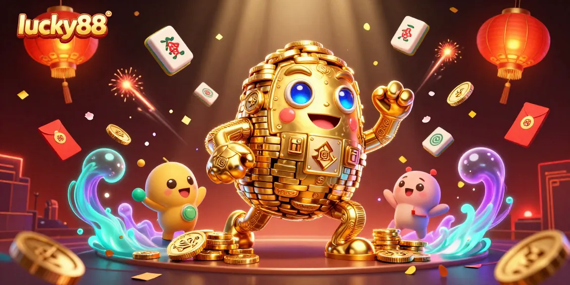 Experience thrilling gameplay with lucky88's captivating golden golem and vibrant casino elements.