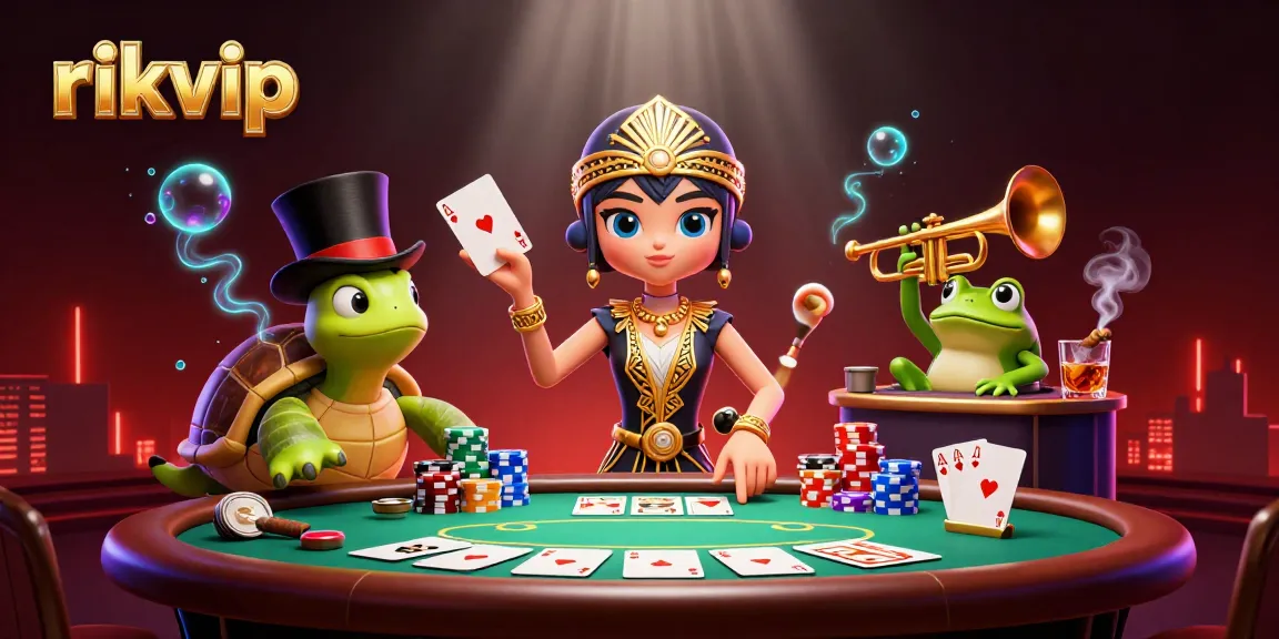 Experience thrilling poker games at rikvip with engaging characters in a vibrant casino scene.