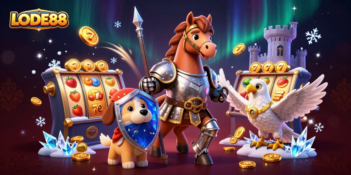 Experience the excitement of LODE88 with this vibrant and detailed 3D casino illustration featuring slot machines and characters.