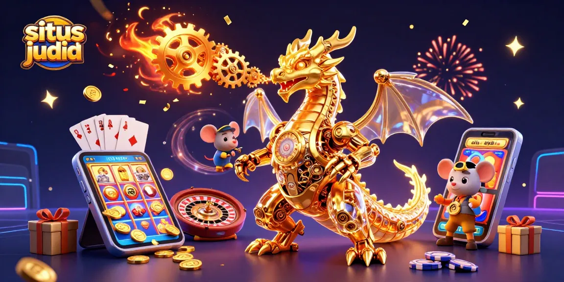 Engage in situs judi bola action with vibrant gambling elements and a dynamic 3D illustration.