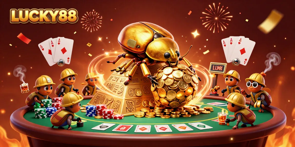 Experience the excitement of LUCKY88 with vibrant gambling elements and a dynamic casino scene.