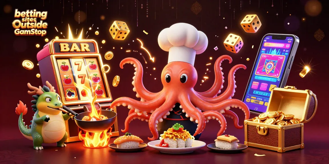 Experience thrilling gameplay at betting sites outside GamStop with our vibrant casino-themed 3D illustration