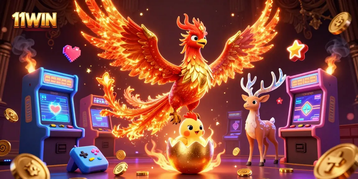 Engage in thrilling gameplay at 11WIN with vibrant casino-themed illustrations featuring iconic gaming elements.