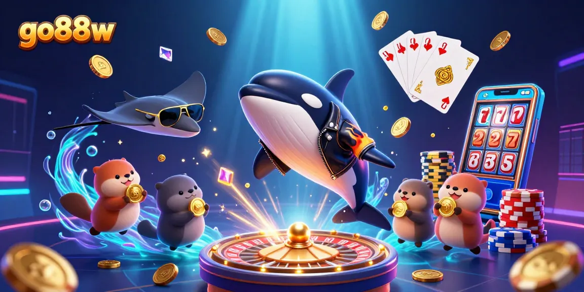 Experience go88w's vibrant online casino with playful sea creatures and dynamic gameplay elements.