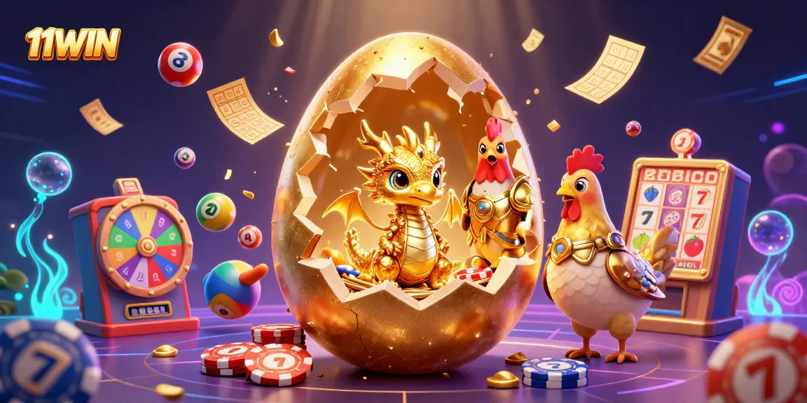 Experience exciting gameplay with 11WIN's vibrant golden dragon illustration, emphasizing dynamic gambling elements.