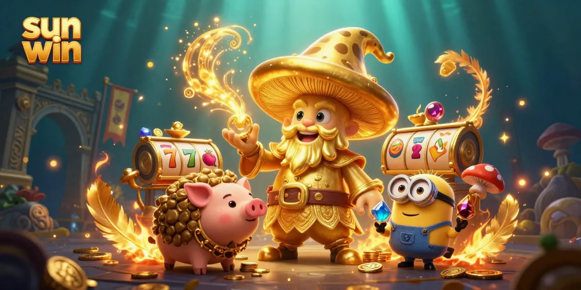 Experience unparalleled excitement as the sun win wizard channels gold, surrounded by dynamic slot elements.