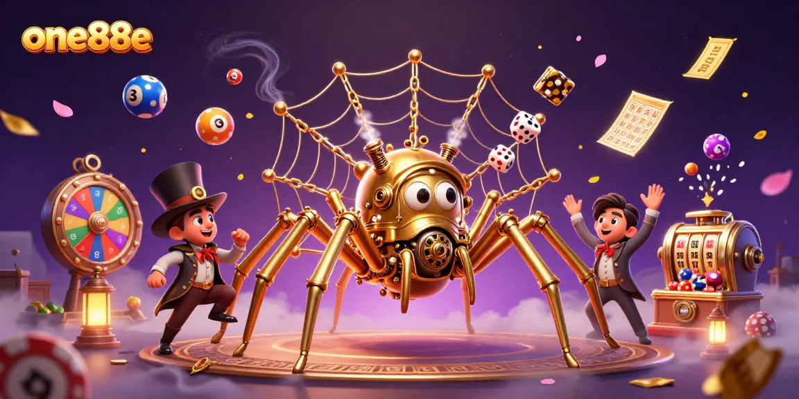 Engage with one88e and discover vibrant casino elements in a dynamic 3D scene featuring steampunk aesthetics.