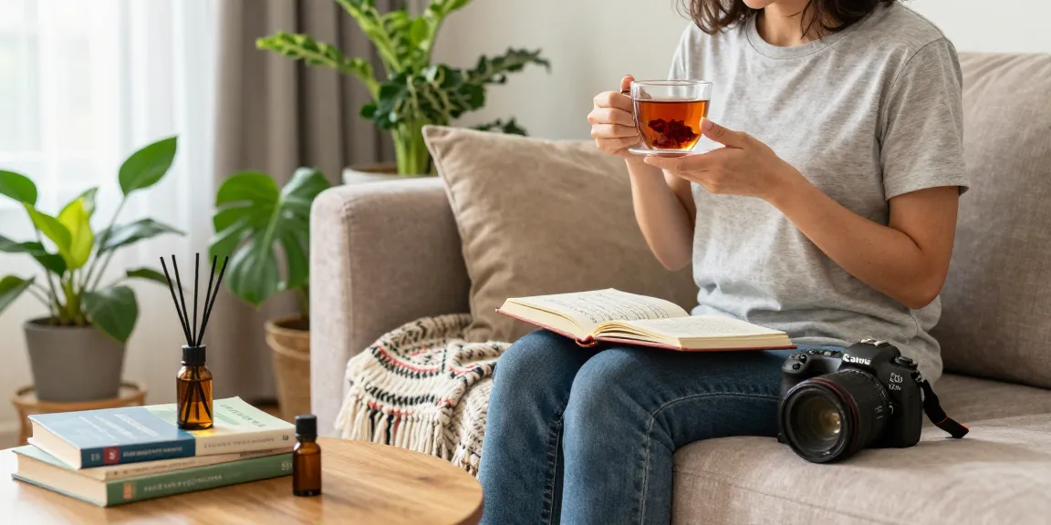 HappyGoLeafy relaxation moment with Red Bali Kratom tea in a cozy setting.