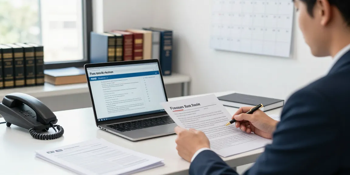 Account review consultation for frozen accounts at https://valken.legal/services/bank-freeze, showing legal professional with documentation.